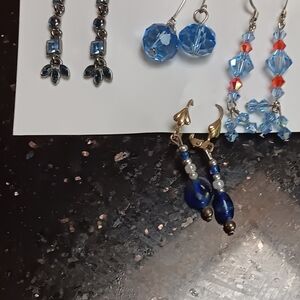 Elegant Blue and Silver Women's Earrings Set